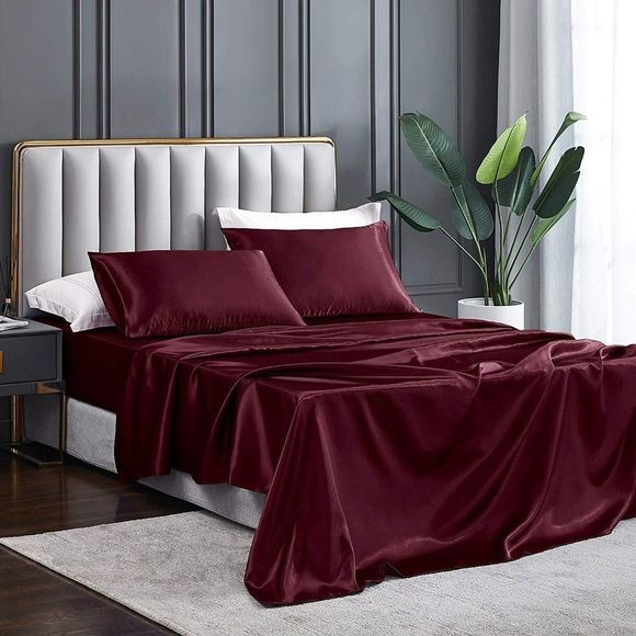 online discount purchase Silk Satin Bedding Sheets Burgundy